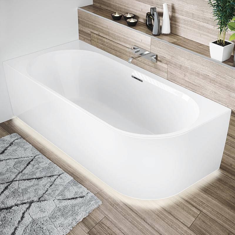 Riho Ligbad Halfvrijstaand Desire Corner Rechts 170x77x60 Acryl Glans Wit met LED Verlichting