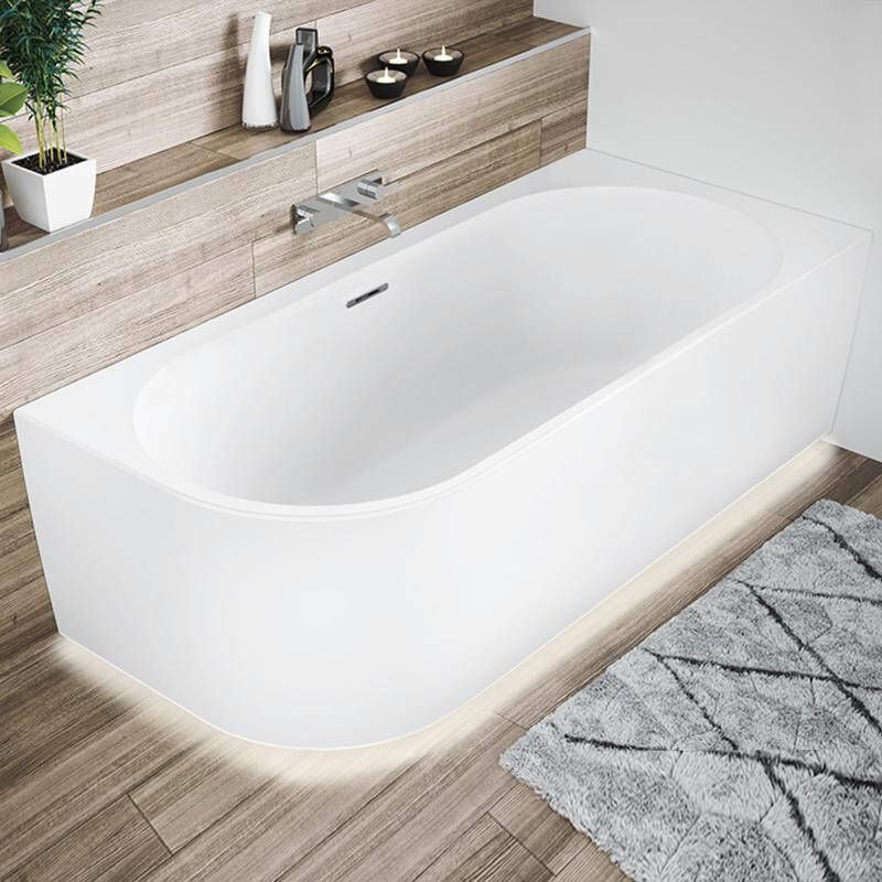 Riho Ligbad Halfvrijstaand Desire Corner Links 184x84x60 Acryl Mat Wit met LED Verlichting Incl. Sifon & Pootset