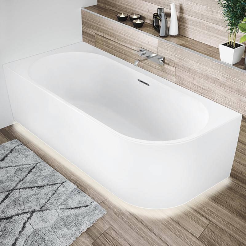 Riho Ligbad Halfvrijstaand Desire Corner Rechts 184x84x60 Acryl Mat Wit met LED Verlichting Incl. Sifon & Pootset