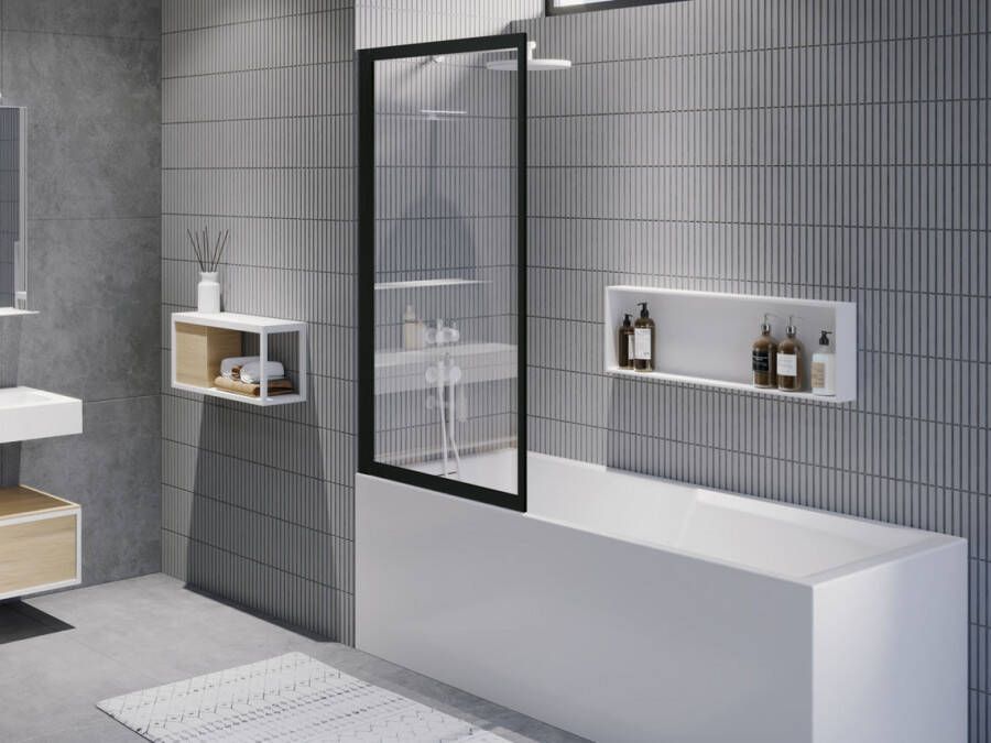 Riho Badwand Lucid GD501 Omkeerbaar Verstelbaar Aluminium 150x80 cm Mat Zwart - Foto 2