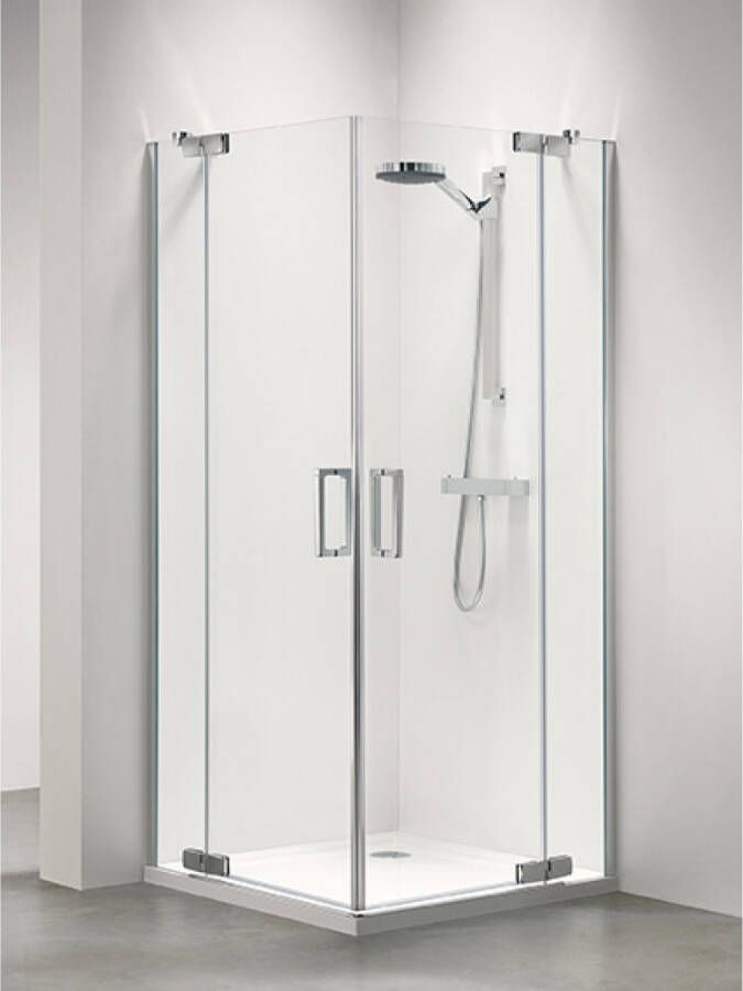 Sealskin Get Wet Custom Douchecabine Hoekinstap met draaideur 100x195cm Zilver hoogglans Helder glas