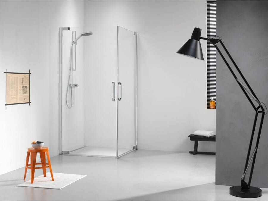 Douche Concurrent Douchecabine Sealskin Get Wet Impact Vierkant 100x100x195cm Chroom Zilver Hoogglans Helder Glas