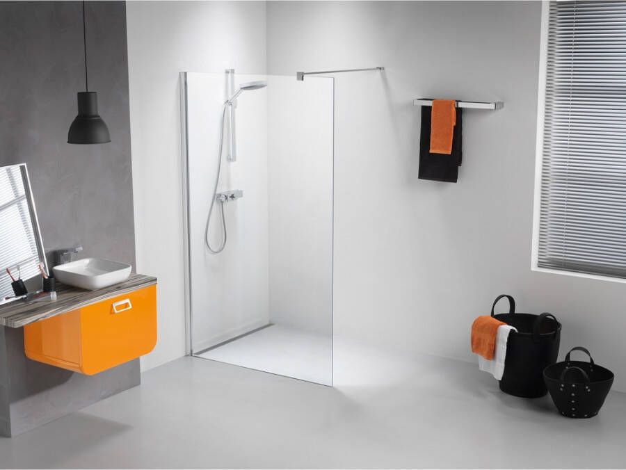 Douche Concurrent Inloopdouche Sealskin Get Wet Impact 120x195cm Chroom Zilver Hoogglans Helder Glas