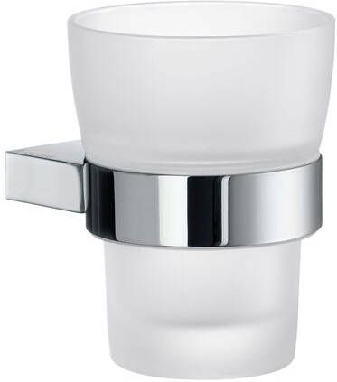 Smedbo Air Bekerhouder 7.4x9.8cm ophangen Massief messing Chroom Mat glas AK343