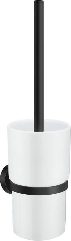 Smedbo Home WC-borstelgarnituur 9.8x38cm zelfklevend boren Massief messing Mat Zwart HB333P