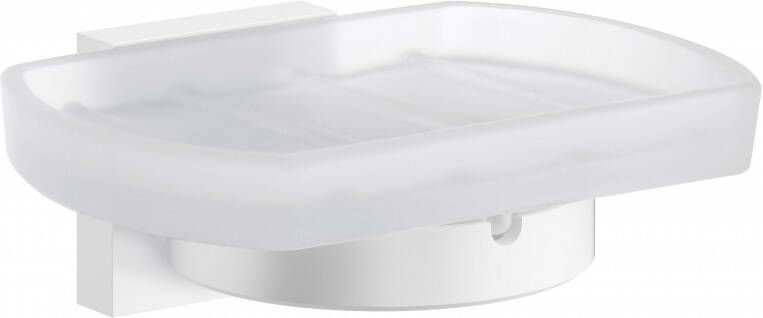 Smedbo House Zeepschaal 12x7.8cm zelfklevend boren Massief messing Mat Wit mat glas RX342