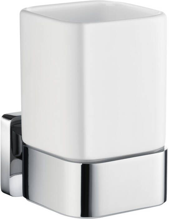 Smedbo Ice Bekerhouder 6.3x10.5x9cm zelfklevend boren Massief messing Chroom Porcelein OK443P