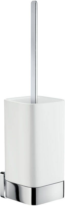 Smedbo Ice SoftCube WC-borstelgarnituur 7.8x37x10.3cm zelfklevend boren Massief messing Chroom Porcelein OK433P