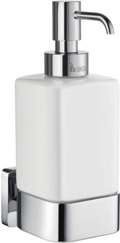 Smedbo Ice SoftCube Zeepdispenser 6.3x18x8.8cm zelfklevend boren Massief messing Chroom Porcelein OK469P