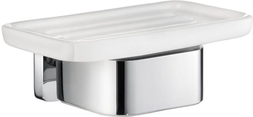 Smedbo Ice SoftCube Zeepschaal 12x5x8.8cm zelfklevend boren Massief messing Chroom Porcelein OK442P