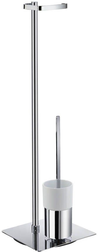 Smedbo Reserverolhouder Outline met Borstelhouder Porselein Container Vierkant 23x78 cm Chroom