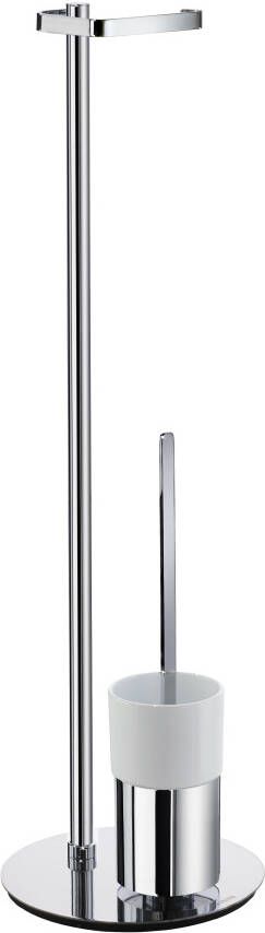 Smedbo Reserverolhouder Outline met Borstelhouder Porselein Container Rond 23x78 cm Chroom