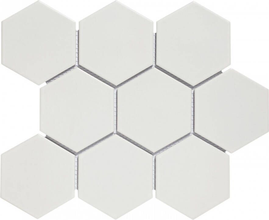 The Mosaic Factory Barcelona mozaïektegel 9.5x11x0.65cm voor wand en voor binnen en buiten hexagon porselein wit mat AMH95010 online kopen
