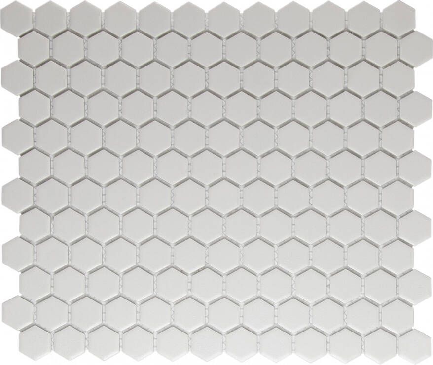 The Mosaic Factory London mozaïektegel 26x30cm wand en vloertegel Zeshoek Hexagon Porselein Super White Mat LOH2010S - Foto 2