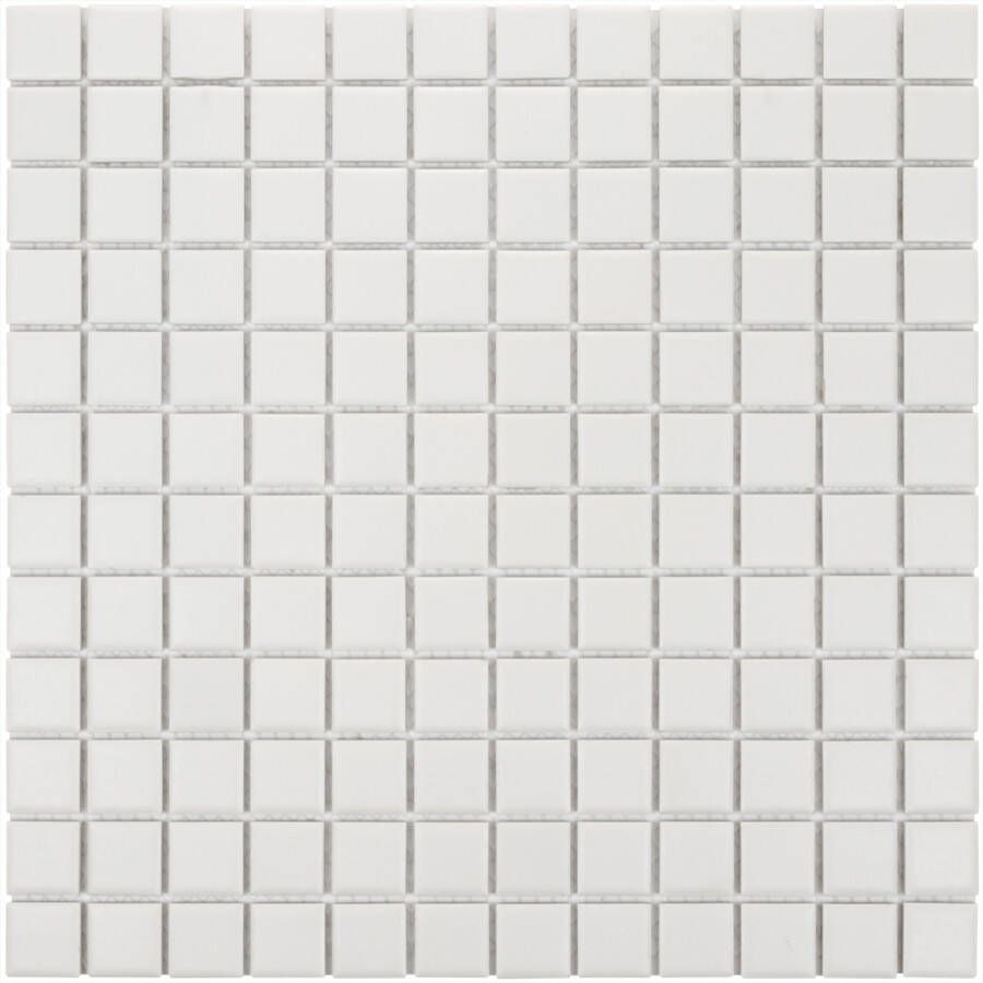 The Mosaic Factory London mozaïektegel 30x30cm wand en vloertegel Vierkant Porselein Super White Mat LO2310S - Foto 2