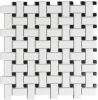 The Mosaic Factory Paris mozaïektegel 2.3x4.8x0.6cm en 1.5x1.5x0.6cm wandtegel voor binnen en buiten basketwave porselein wit met zwart PABW140925 online kopen