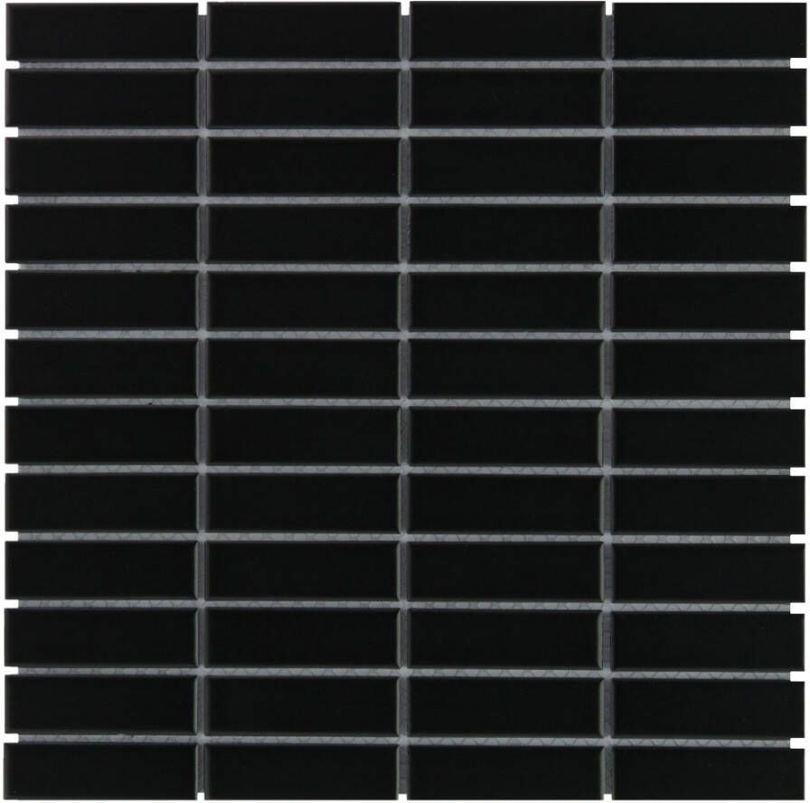 The Mosaic Factory Paris mozaïektegel 30x30cm wand en vloertegel Rechthoek Porselein Black Mat PARM925 - Foto 2