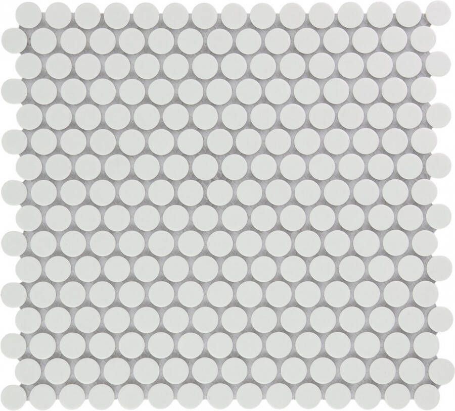 The Mosaic Factory Venice mozaïektegel 31.5x29.4cm wand en vloertegel Rond Porselein White Mat VKN140