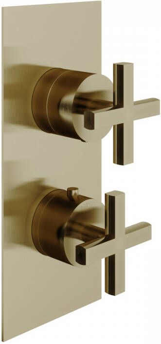 Vtwonen Cross afbouwdeel inbouw douchethermostaat met 2 weg stop omstel en kruisgrepen 22 x 9 5 cm brons
