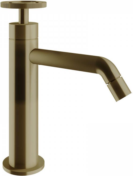 Vtwonen Flame wastafelkraan met industriële draaigreep zonder waste 19 4 cm brons