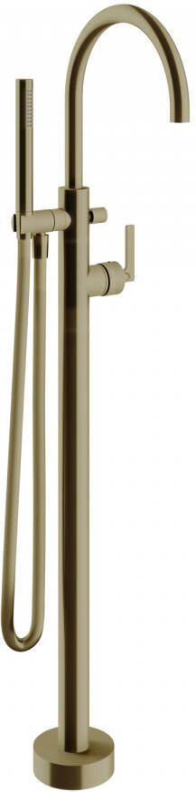 Vtwonen Grip vrijstaande badkraan met strakke greep en staafhanddouche 102 4 x 18 9 cm brons