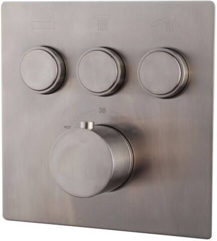 Wiesbaden Caral KLIK afbouwdeel inbouwthermostaat 3 functies geborsteld staal 29.3321 - Foto 3