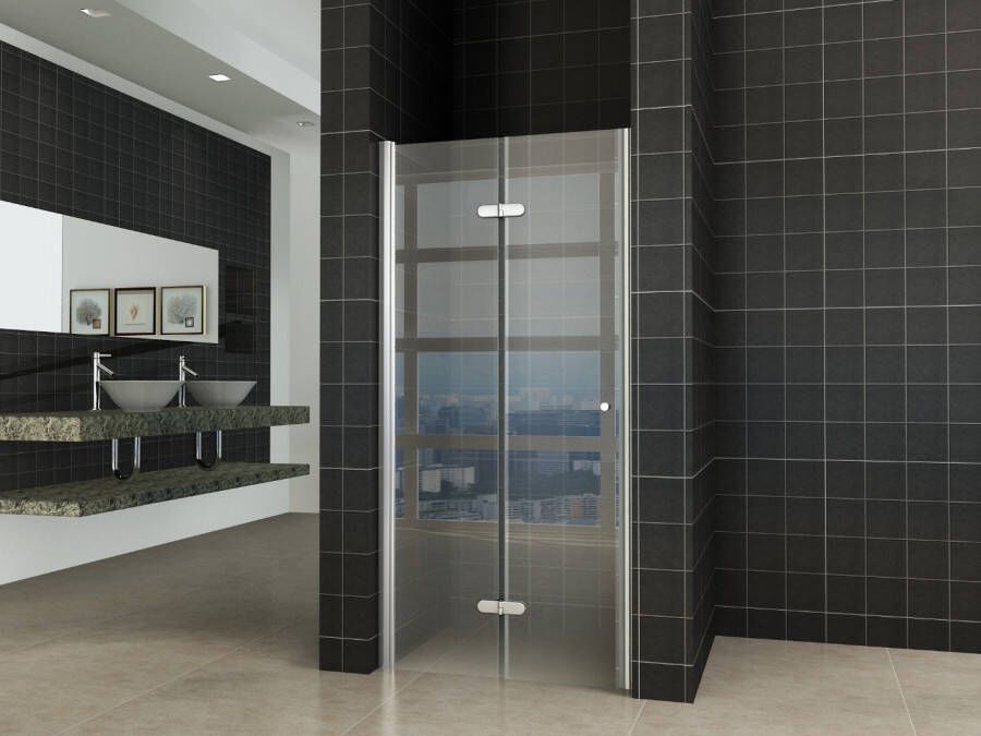 Wiesbaden Douchedeur Nisdeur Vouwdeur Links 100x202cm Antikalk Helder Glas Chroom Profiel 8mm Veiligheidsglas - Foto 2