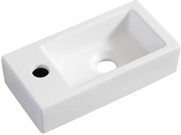 Wiesbaden Fontein Rhea mini | 36x18x9 cm | Keramiek | Links montage | 1 kraangat | Rechthoek | Wit mat - Foto 4