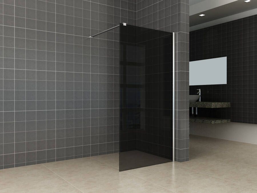 Wiesbaden Inloopdouche Miami 100x200cm Antikalk Rookglas Chroom Profiel 10mm Veiligheidsglas Easy Clean - Foto 4