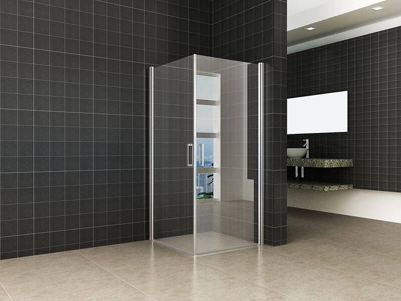 Wiesbaden Douchecabine Vierkant Dubbele Swingdeur 90x90x200cm Antikalk Helder Glas Chroom Profiel 8mm Veiligheidsglas Easy Clean - Foto 9