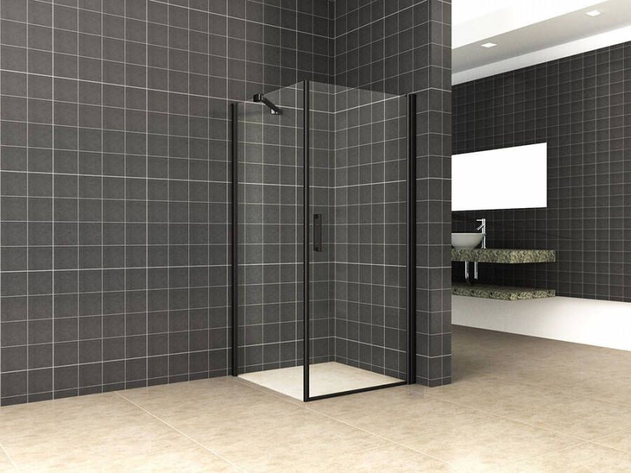 Wiesbaden Douchecabine Vierkant Swingdeur 100x100x200cm Antikalk Helder Glas Mat Zwart Profiel 8mm Veiligheidsglas Easy Clean - Foto 3