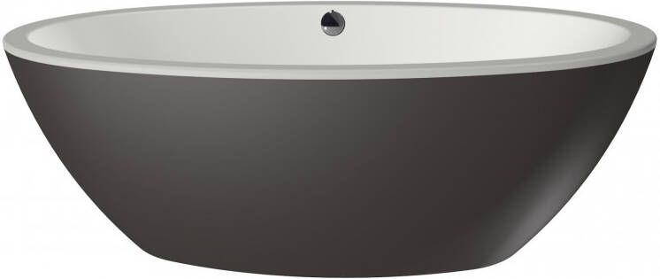Xenz Britt vrijstaand bad 190x94cm mat wit mat antraciet afvoer overloopcombinatie mat wit