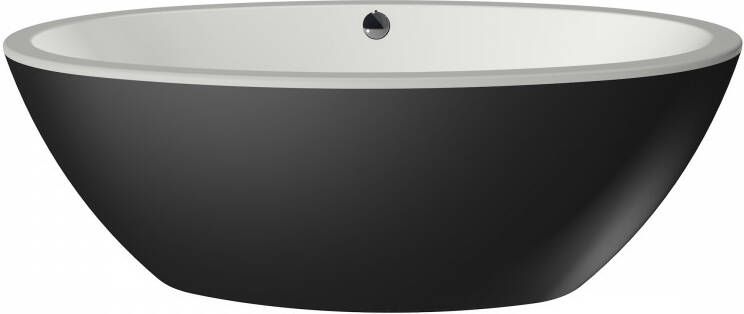 Xenz Britt vrijstaand bad 190x94x60 bicolor edelweiss ebony incl. 7006 badafvoer vulcombinatie wit glans 7004 0329 VC WG