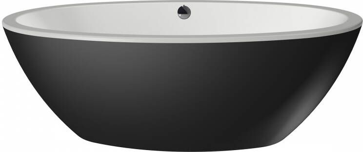 Xenz Britt XS vrijstaand bad 170x85x60 bicolor wit ebony incl. 7006 badafvoer vulcombinatie zwart mat 7018 0129 VC ZWM