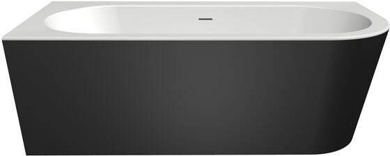 Xenz Half-vrijstaand bad Charley | 180x80 cm | Links | Incl.Badafvoer-Zwart mat | Sleuf overloop | Acryl | Mat wit-Zwart mat