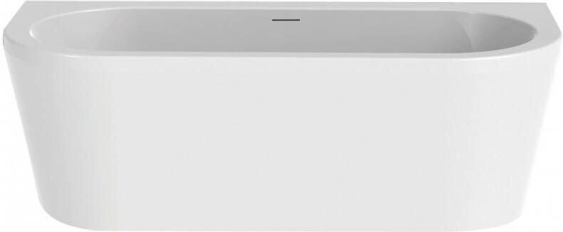 Xenz Charley XS halfvrijstaand bad 165x76cm glans wit badafvoer vulcombinatie inox