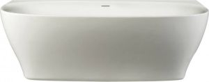 Xenz Dion halfvrijstaand bad 180x80cm glans wit met afvoer- overloopcombinatie wit mat