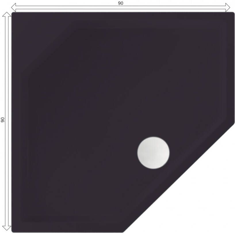 Xenz Douchebak Marshall | 90x90x4 cm | Incl.Afvoersifon-Chroom | Acryl | Vijfhoek | Antraciet mat