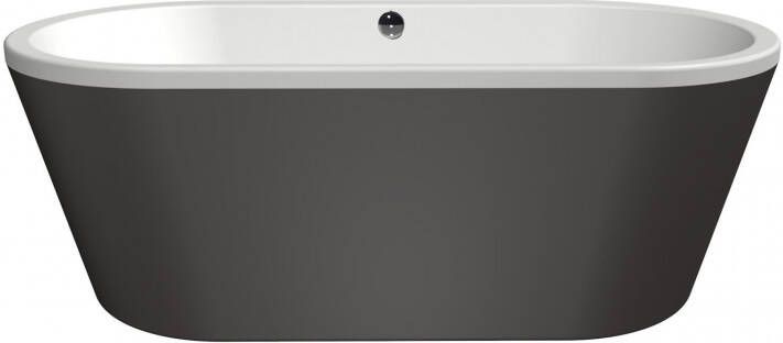 Xenz Noa vrijstaand bad 170x80cm glans wit antraciet met badafvoer overloopcombinatie grafiet geborsteld