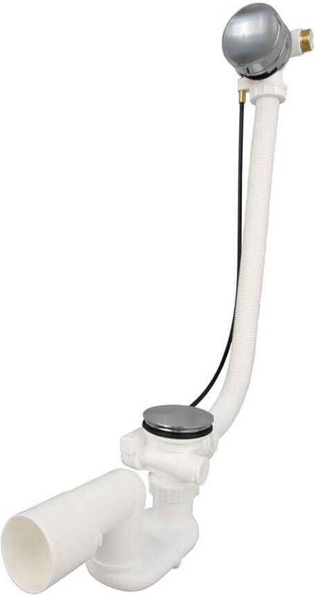 Xenz Verlengde luxe badafvoer vulcombinatie tbv Society 190x120 Gomera 190x90 Parel en Rondo in INOX