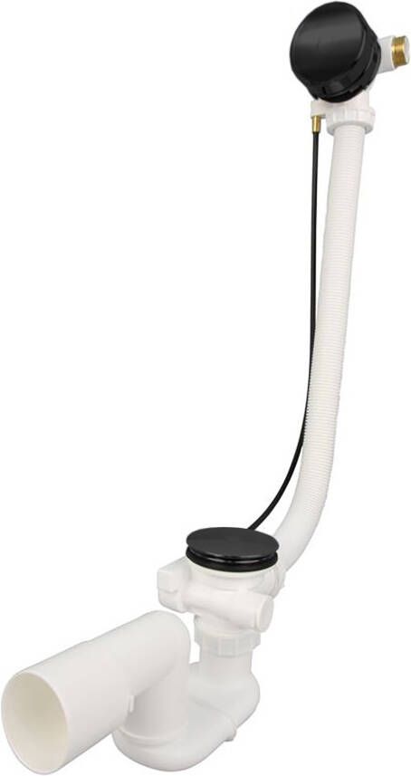 Xenz Verlengde luxe badafvoer vulcombinatie tbv Society 190x120 Gomera 190x90 Parel en Rondo in Zwart Mat