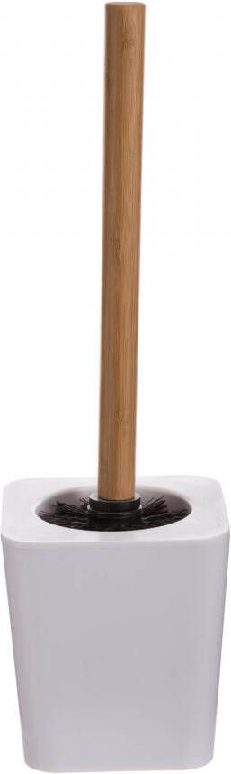 4Goodz kunststof Toiletborstel met Bamboe steel wit bruin