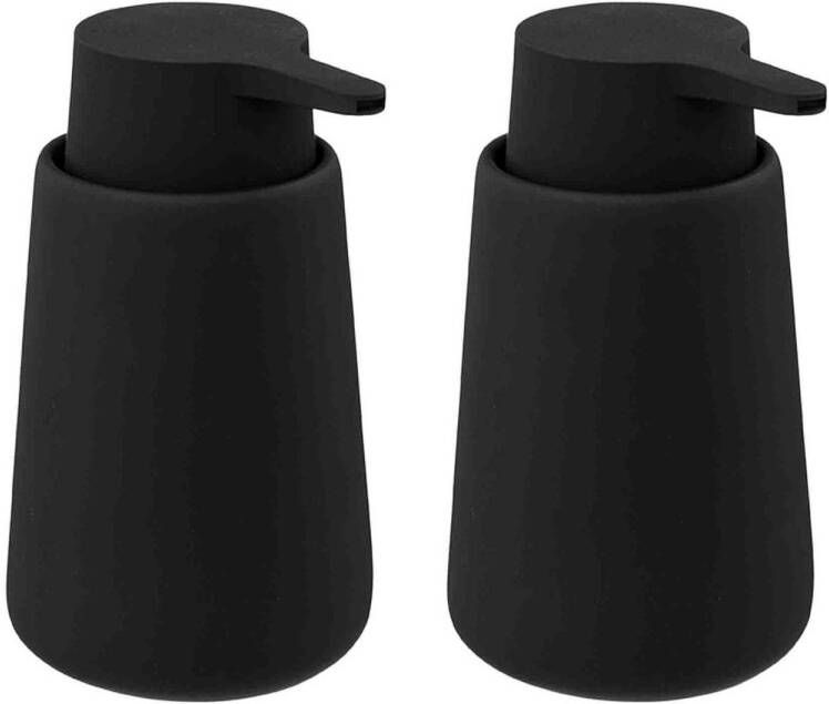 5Five 2x Stuks Zeeppompjes zeepdispensers van keramiek zwart 250 ml Zeeppompjes