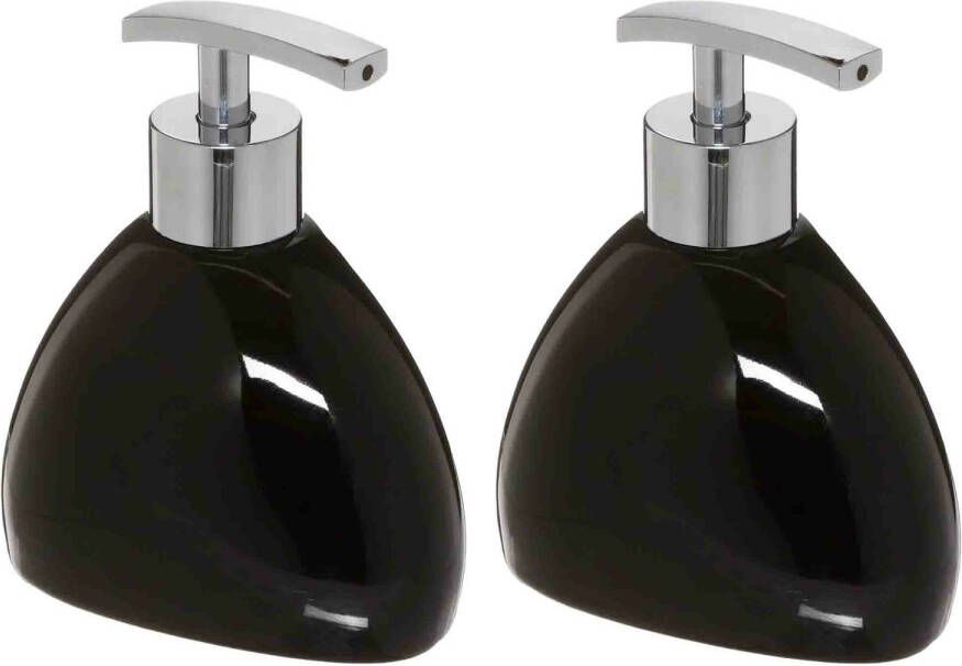 5Five 2x Stuks Zeeppompjes zeepdispensers van keramiek zwart 300 ml Zeeppompjes