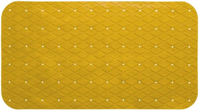 5Five Anti-slip badkamer douche bad mat geel 70 x 35 cm rechthoekig Badmatjes