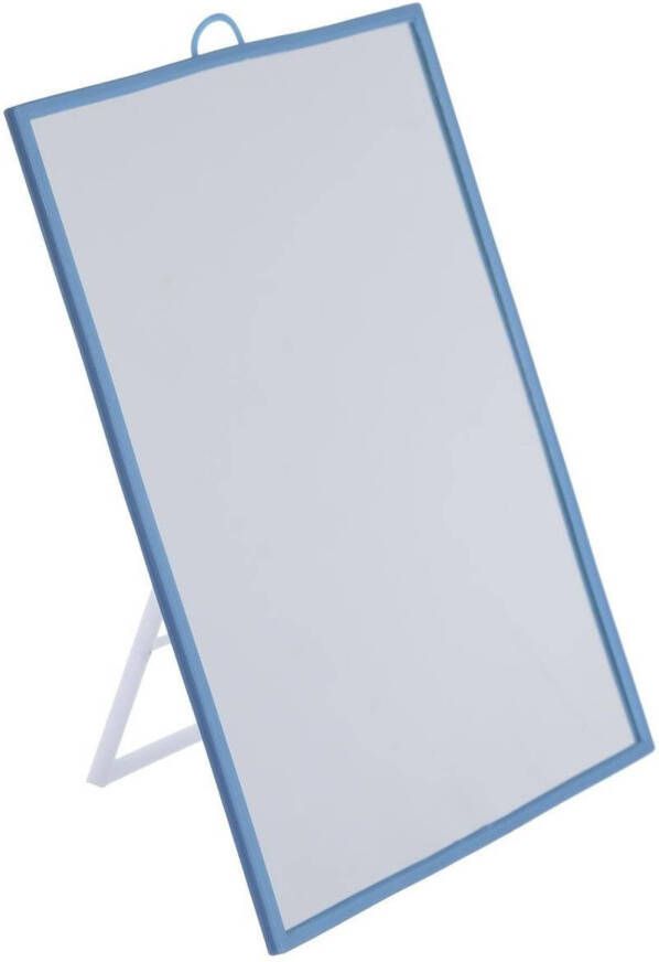 5Five Basic make-up spiegel scheerspiegel op standaard kunststof 20 x 30 cm blauw Make-up spiegeltjes