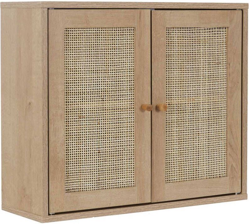 5Five Hangkastje Bali Rattan Wand Badkamerkast Hangend met Rattan Bruin