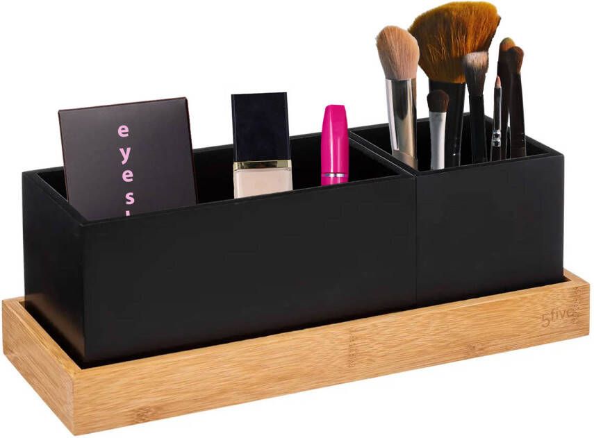 5Five Kast make-up organizer zwart 29 x 11 x 11 cm bamboe hout Make-up dozen