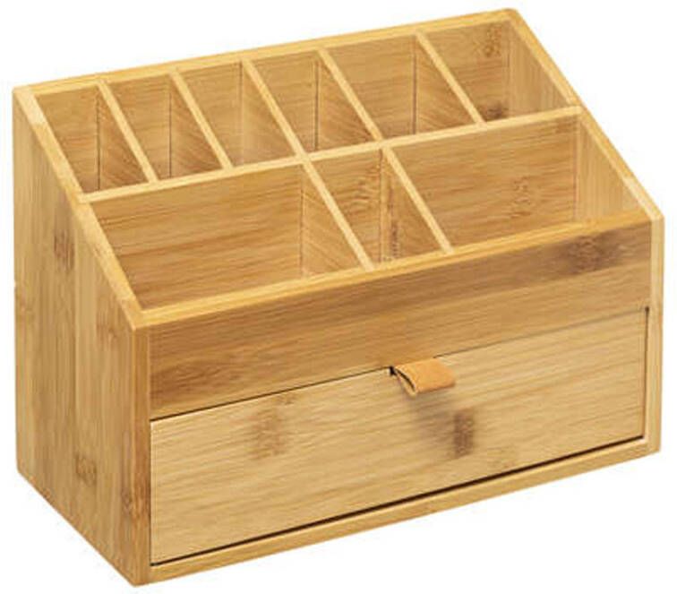 5Five Ladeblokje bureau organizer 1x lades bamboe hout L26 x B12 x H18 cm pennenbak Ladeblok