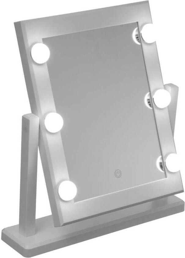 5Five Make-up spiegel met LED verlichting op standaard wit 37 x 9 x 41 cm Make-up spiegeltjes